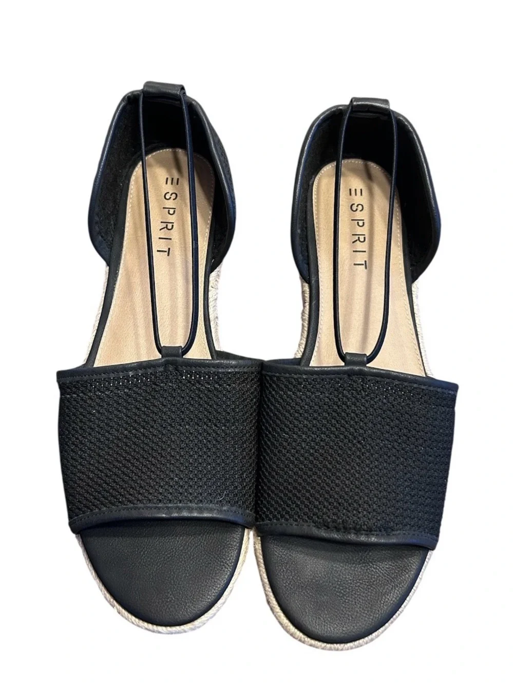Esprit Sandals Size 9.5 Flat Espadrille Open toe Black